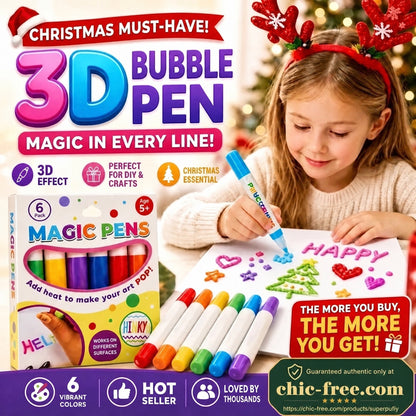 ⏳🔥【Buy 1 Get 1 Free!!! 】🎁🔮Magic Pen – Draw 3D with one stroke!🎄DIY Bubble Magic Drawing Pens