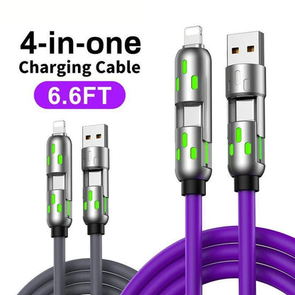 📢HOT SALE 49% OFF🔌 ⚡4-in-1 LED Light Up Charging Cable – Multi Interface Fast Charger Cord with Indicator Light, Durable Silicone Charging Wire for iPhone, Type-C & Micro USB Devices🔋