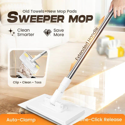 ⏳⏳LAST DAY SALE ONLY ￡8.99!!🔥Extendable Telescopic Disposable Flat Clip Mop, 360° Swivel Lightweight Floor Mop
