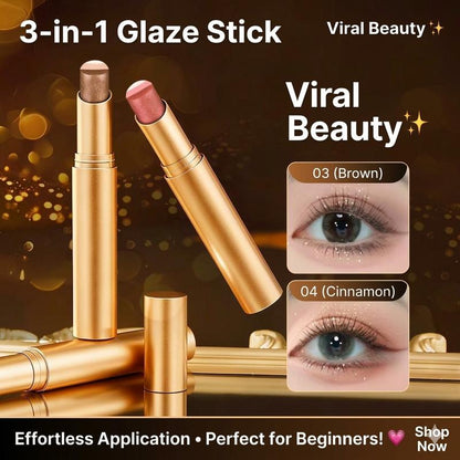 ⏰Flash Sale -Buy 1 Get 3 Free!!!⚡50K+ SOLD! Almost Gone-💥3 Color Eyeshadow Stick, Long Lasting & Waterproof & Smudge-Proof & Long Lasting
