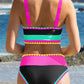 🏖️Vacation Sale 49% OFF💃Color Contrast Patchwork Nylon Sporty 3 Piece Bikini Sets