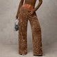 💖LAST DAY SALE 50% OFF🥰👖Women's Sequin Sparkle Wide Leg Pants with Elastic Waistband