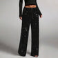 💖LAST DAY SALE 50% OFF🥰👖Women's Sequin Sparkle Wide Leg Pants with Elastic Waistband