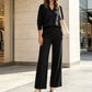 🍂⏳LIMITED-TIME 70% OFF! ✨Women's 2 Piece Outfits V Neck Lounge Set | Raglan Long Sleeve Top & Wide Leg Pants