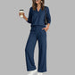🍂⏳LIMITED-TIME 70% OFF! ✨Women's 2 Piece Outfits V Neck Lounge Set | Raglan Long Sleeve Top & Wide Leg Pants