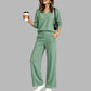 🍂⏳LIMITED-TIME 70% OFF! ✨Women's 2 Piece Outfits V Neck Lounge Set | Raglan Long Sleeve Top & Wide Leg Pants