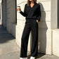 🍂⏳LIMITED-TIME 70% OFF! ✨Women's 2 Piece Outfits V Neck Lounge Set | Raglan Long Sleeve Top & Wide Leg Pants