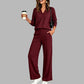 🍂⏳LIMITED-TIME 70% OFF! ✨Women's 2 Piece Outfits V Neck Lounge Set | Raglan Long Sleeve Top & Wide Leg Pants