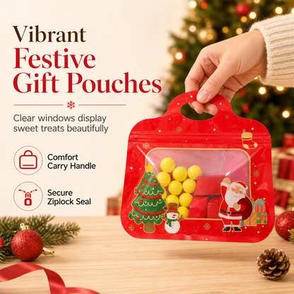 💖LAST DAY SALE 50% OFF!!🎁Easy Fill, Easy Seal🎄 Festive Self-Seal Treat Bags – Santa & Snowman Print | Resealable, Food-Safe & Perfect for Cookies, Chocolates & Little Gifts 🎅⛄