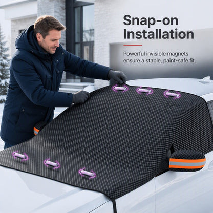 📢50% OFF !! ⏰❄️Magnetic Car Windshield Cover Thickened Waterproof Sunshade and Snow Shield with Reflective Strips🚗